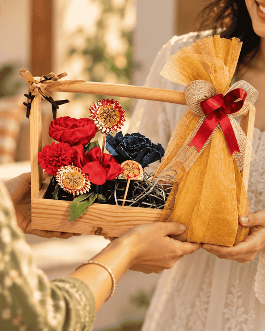 Bunko Bloom upcycled textile flower bouquet handmade from fabric scraps