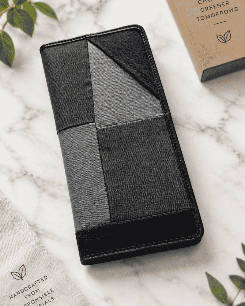 Black and grey patchwork passport cover
