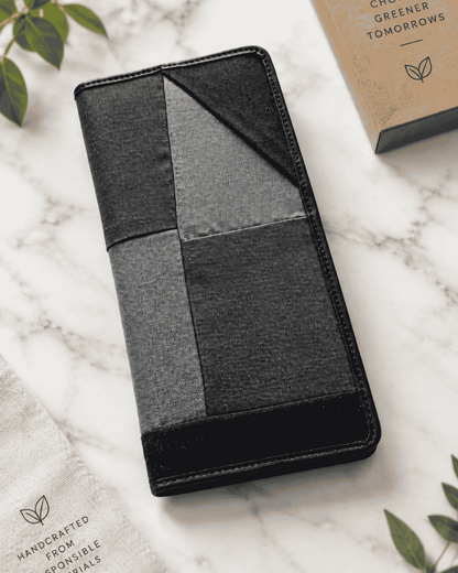 Black and grey patchwork passport cover
