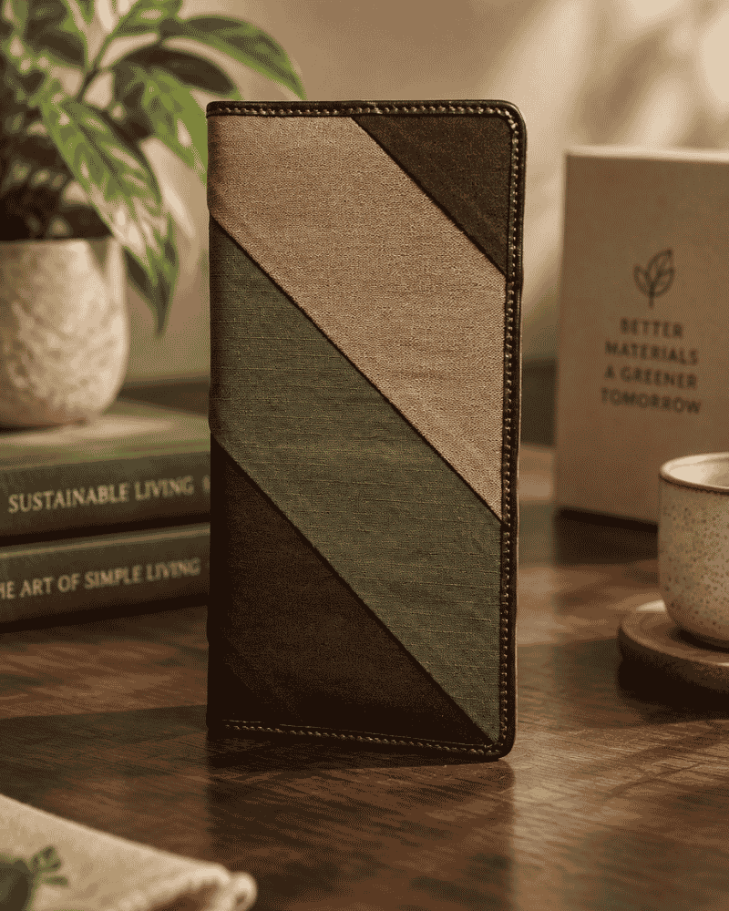 Elegance passport cover in brown and beige diagonal patchwork design