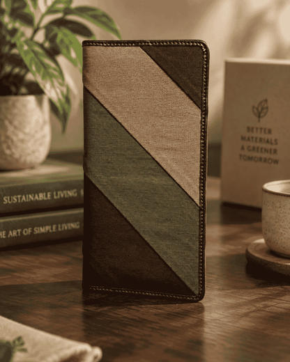 Elegance passport cover in brown and beige diagonal patchwork design