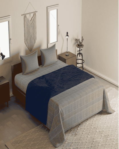 Patch Fusion upcycled textile bed runner in a bedroom