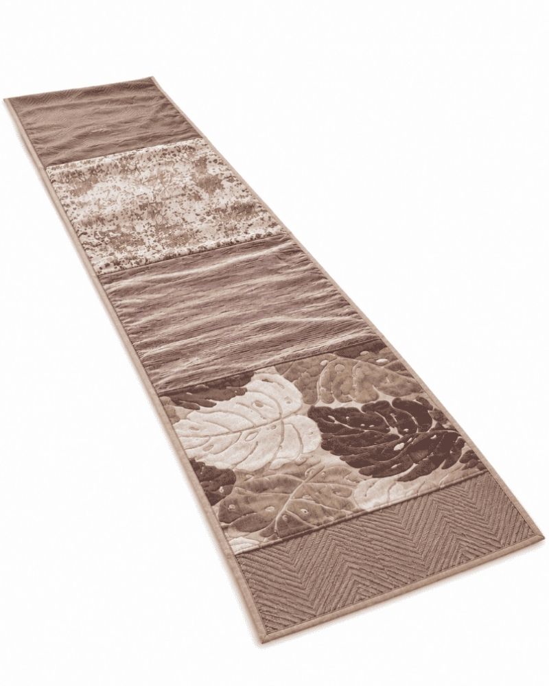 Full view of Patch Fusion upcycled textile bed runner