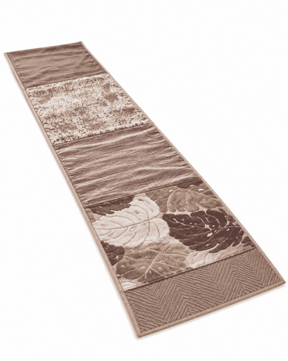 Full view of Patch Fusion upcycled textile bed runner