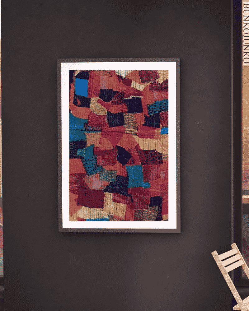 Woven Stories upcycled textile wall frame – front view